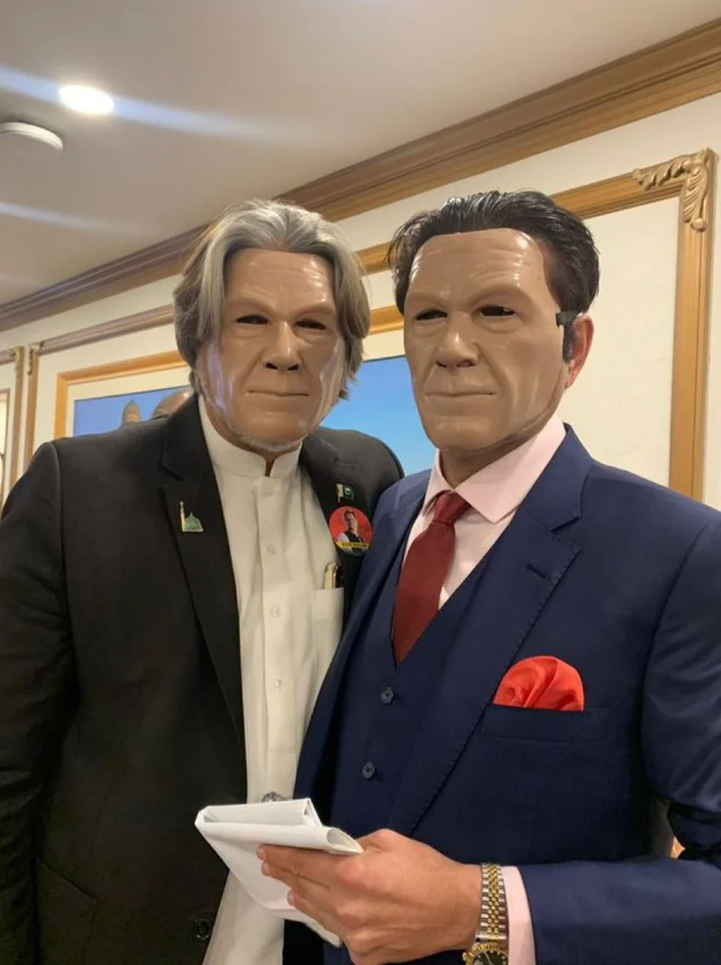 parliamentarians wearing Imran khan face mask