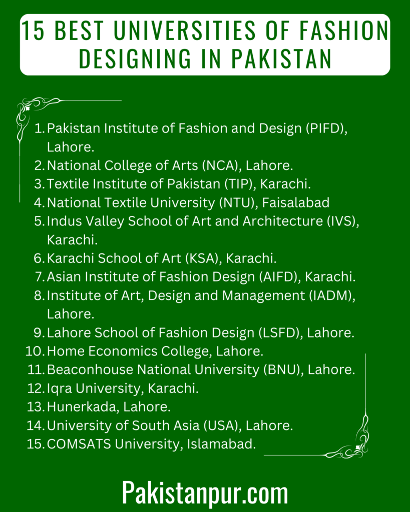 Best universities of fashion designing in Pakistan