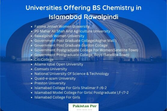 universities offering bs chemistry in islamabad rawalpindi